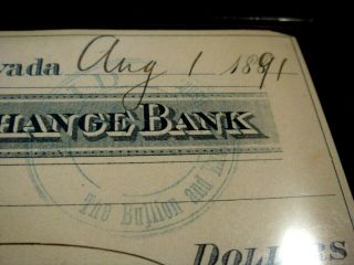 1891 Carson City Nevada The Bullion and Exchange Bank 2 Check Drafts for 1 BIN 4