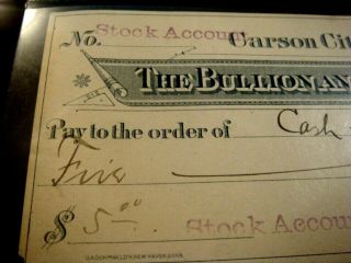 1891 Carson City Nevada The Bullion and Exchange Bank 2 Check Drafts for 1 BIN 5
