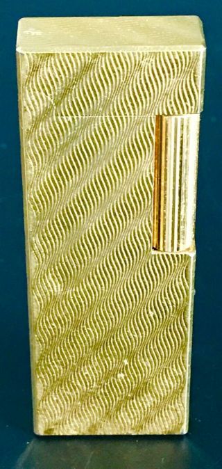 Vintage Dunhill Rollagas Cigarette Lighter Gold Plate Swirl Pattern Made Japan