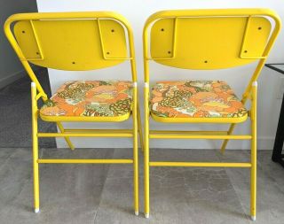 Samsonite Vintage Metal Folding Chairs Set of 2 Hippie Groovy Retro Style YELLOW 3