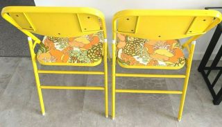 Samsonite Vintage Metal Folding Chairs Set of 2 Hippie Groovy Retro Style YELLOW 6
