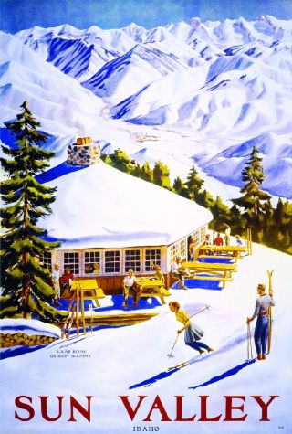 Sun Valley Idaho 2 Ski Winter United States America Travel Advertisement Poster
