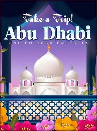 Abu Dhabi United Arab Emirates Arabian Travel Advertisement Art Poster Print
