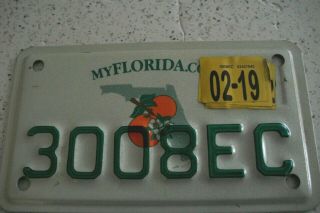 Florida Motorcycle License Plate 3008EC 2