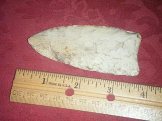 3 3/4 In.  Authentic Arrowhead Paleo Clovis Flutted Channel From Missouri.