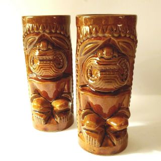 Set Of 2 Vintage Orchids Of Hawaii Ku Tiki Mugs / Cups R - 74 Made In Japan