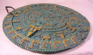 Vintage Aztec Solar Sun Stone Calendar Wall Plaque Mayan Maya Inca Sculpture Art 4