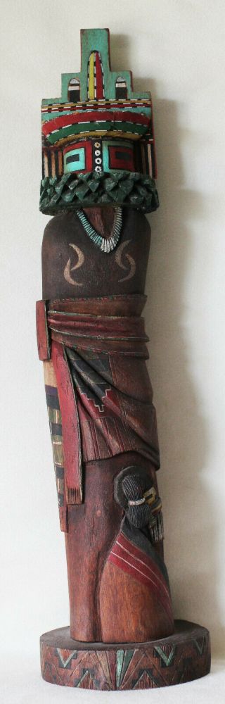 Hopi Shalako Carved Kachina Doll Yellow Corn Maiden 13 1/2 " Tall,