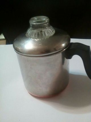 Vintage Revere Ware Stainless Steel 4 - Cup Stove Top Percolator Coffee Pot Maker