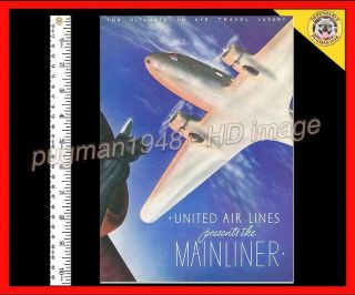 United Airlines C1936 Airline Brochure.  Douglas Dc - 3 Mainliner Cutaway