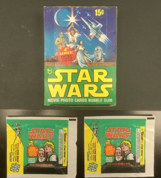 Topps Star Wars Series Four Trading Cards 1977 Empty Box Two Wrappers Vintage