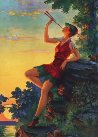 Vintage 1930s Art Deco Edward Eggleston Fantasy Myth Peter Pan Pin - Up Print Fine 2