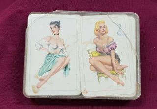 Vintage Playing Cards Pretty Lady Drawings Pictures 2 Decks Box