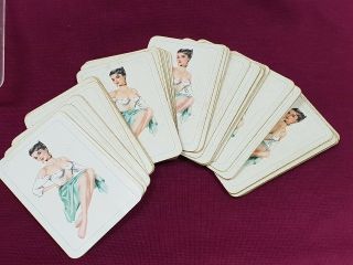 VINTAGE PLAYING CARDS PRETTY LADY DRAWINGS PICTURES 2 DECKS BOX 5