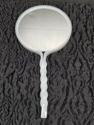 Vintage Lucite Hand Mirror,  Double Sided Mirror Twisted Handle