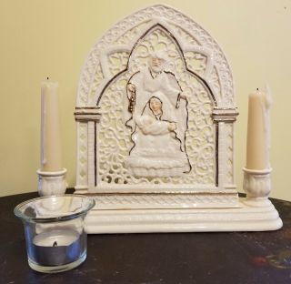 Nativity Filigree Candle Holder Votive Dillards Mary Joseph Jesus White Gold