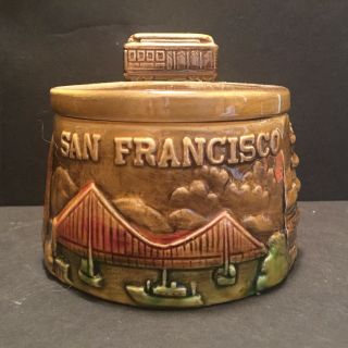San Francisco Souvenir Synco Porcelain Trinket Box With Trolley Cable Car