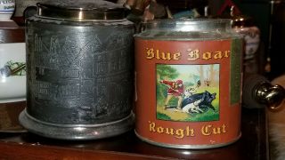 Blue Boar Vintage Pipe Tobacco Tin And Metal Cover 1920 