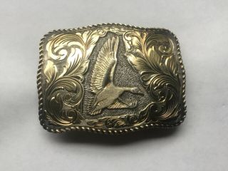 22k Gold On Sterling Silver San Carlos Waterfowl Belt Buckle Crumrine Jewelers