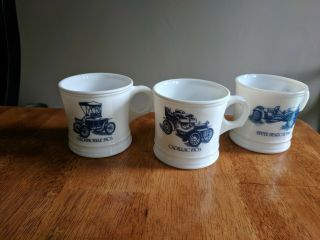 Set Of (3) Vintage Surrey Milk Glass Shaving Mugs.