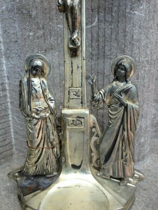 Antique Ornate Altar Standing Calvary Group Cross Jesus Corpus Mary Magdalena 5