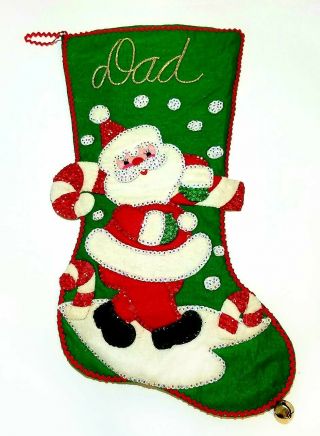 Vintage Bucilla Felt Christmas Stocking For Dad