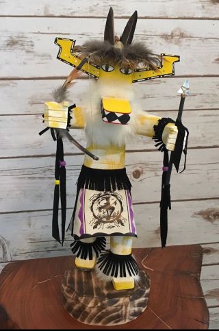 Fox Dancer Kachina Doll 16 " Handmade Signed By Navajo Artist In Mexico