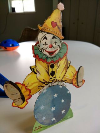 Antique Large Clown On Ball Victorian Valentine Germany.