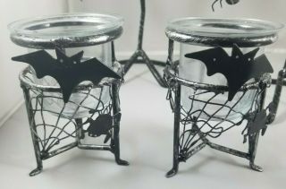 Halloween Antique Black Bats and Spiders Candle Holder 4 Piece Set 2