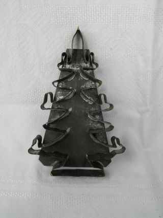 Vintage Primitive Tin Flat Back Christmas Tree W/candles Cookie Cutter