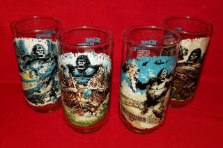 Vintage Set Of 4 Coca Cola King Kong Drinking Glasses 1976 Limited Edition