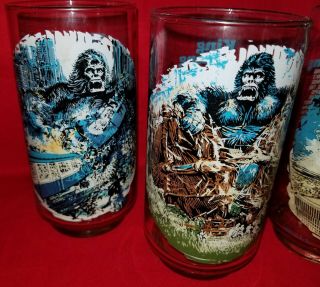 Vintage Set of 4 Coca Cola King Kong Drinking Glasses 1976 Limited Edition 2