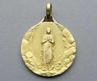 French Antique Religious Pendant.  Saint Virgin Mary.  Medal By Tairac Fix Plating