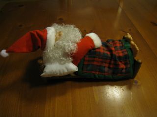 Telco Motionette Animated Santa Claus Sleeping in Bed Decoration Christmas 4