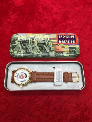 Vintage Lionel Collectible Disc Moving Train Wrist Watch W/ Tin