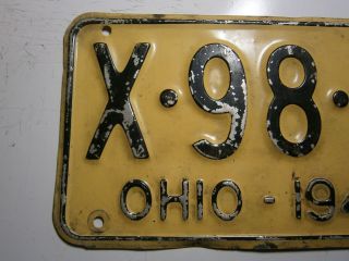 1948 Ohio license plate number X 98 L.  4 digit 10 inch plate.  Flat Aluminum 2