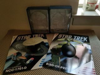 Eaglemoss Star Trek Uss Enterprise - D & Bird Of Prey Models W/ Magazines