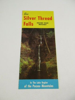 Vintage Dingmans & Silver Thread Falls Pa Travel Brochure Pamphlet Map Box P1