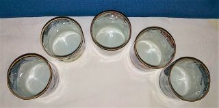 5 Vintage Kutani Japan Handpainted Sake Cups Glazed w/Box 2 