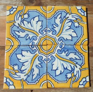10 Talavera Mexican Pottery 4 " Tile Classic 4 Make A Pattern French Pale Blue