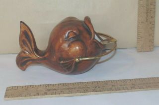 1956 Treasure Craft - Fish Shape Ashtray - Ceramic With Metal Rest - One