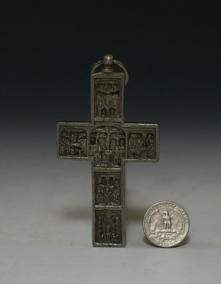 Rare 18th Century Antique Russian Old Believers Scenic Crucifix Pendant,  Cross I