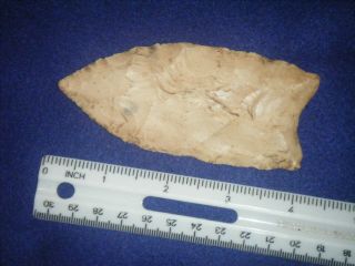 4 1/4 In.  Authentic Arrowhead,  - - Paleo Fluted Clovis From Missouri