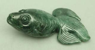 Vivid Cert ' d Untreated Green jadeite Jade Statue Sculpture fish 鱼 q71532H6T 3