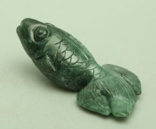 Vivid Cert ' d Untreated Green jadeite Jade Statue Sculpture fish 鱼 q71532H6T 5