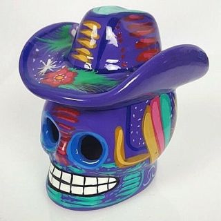 4.  5 " Day Of The Dead Sugar Skull W Sombrero Dia De Los Muertos Mexico Folk Art
