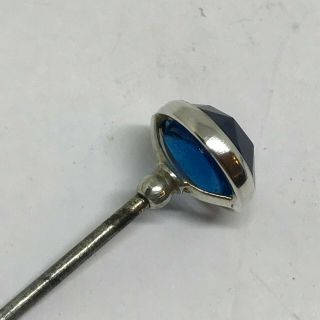 Antique Hat Pin Brilliant Shade Blue Set in Silver Band.  Wonderful Collectible 5
