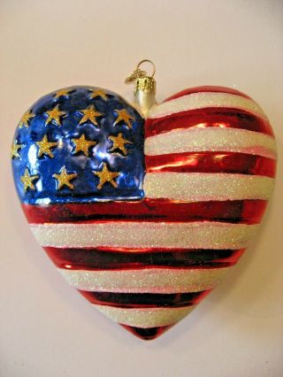 Christopher Radko Brave Heart Glass Christmas Ornament - American Red Cross