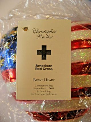 Christopher Radko Brave Heart Glass Christmas Ornament - American Red Cross 5