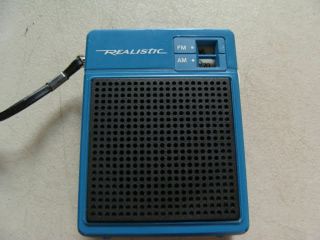 Vintage Realistic Radio Shack Am/fm Handheld Transistor Radio Blue Antenna